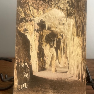 HC25G, Vintage Handkolorierte Postkarte, Kathedrale Hall, Grand Caverns, Grotten, Pennsylvania, Albertype