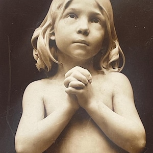 Carte postale beaux-arts antique, sculpture d'art, Saint Jean, artiste Jean Baptiste Auguste Dampt, Musée du Luxembourg