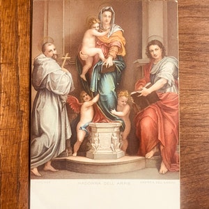 AG18, Antique Fine Arts Postcard, Fine Art Painting, Madonna delle Arpie, Madonna des Harpies, Artiste Andrea del Sarto, Italie