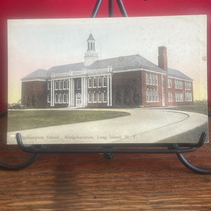 HC4G, vintage handgekleurde ansichtkaart, Bridgehampton School, Bridgehampton, Long Island, New York, Albertype