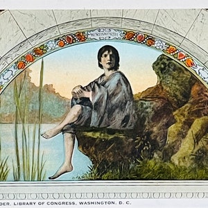 AG58G, antike Kunstpostkarte, Kunstmalerei, Junge von Winander, Künstler H O Walker, Bibliothek des Kongresses, Washington D C