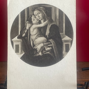AG71G, Ancienne Carte Postale Beaux-Arts, Peinture Fine Art, Vierge à l'Enfant, Par L'Artiste Sandro Botticell
