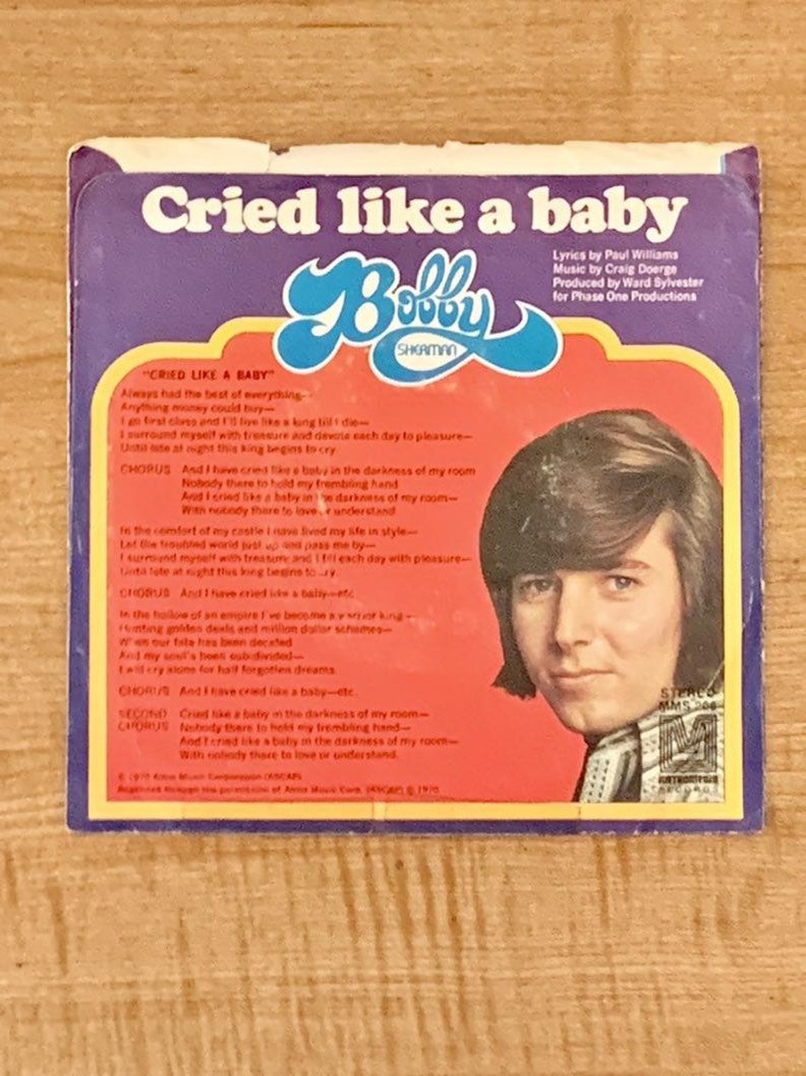 1971 Vintage 45 Record Bobby Sherman CRIED LIKE A BABY | Etsy