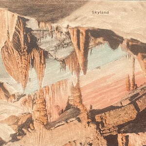 Vintage Handfarbene Postkarte, SKYLAND, Endless Caverns, New Market, Virginia, Albertype