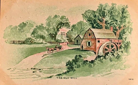 Antique Fine Arts Postcard, Fine Art Painting, The Old Mill, Unsigned Artist
