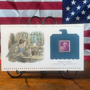 Geschiedenis van Amerikaanse muntzegels, uitgegeven op 11 februari 1947, Thomas A Edison, uitgave van Postmasters Of America