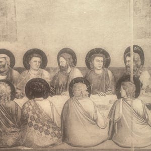 AG161G, Antike Kunstmalerei-Postkarte, Kunstmalerei, Das Abendmahl, Künstler Giotto di Bondone, Kapelle der Scrovegni in der Arena