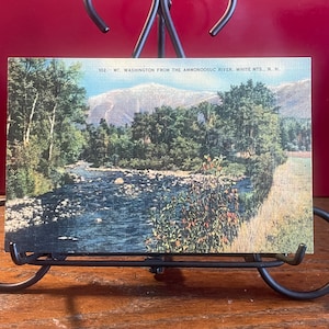 VW27G, vintage, Vue, Carte postale, Mt Washington depuis la rivière Ammonoosuc, Montagnes Blanches, N H, The Bisbee Press