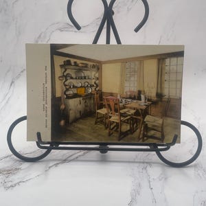 HC11G, Vintage, MASSACHUSETTS, handkoloriert, Ansicht, Postkarte, The Kitchen, Stock Bridge Mission House, Stockbrücke, Alberttype