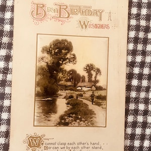 BD18, Antiguidade Rara, Cartão Postal de Aniversário, Melhores Desejos de Aniversário, Verso de Aniversário, Country Homestead, Stream, John Winsch, Alemanha