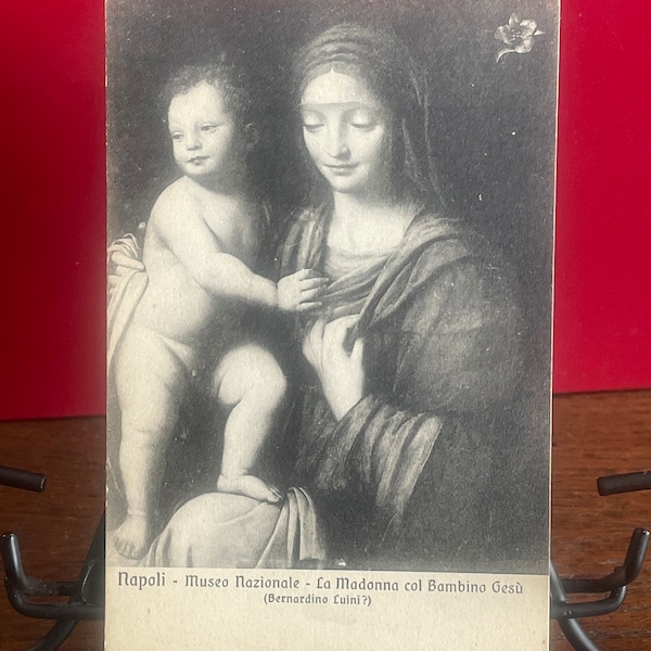 AG99G, Vintage Fine Arts Postcard, Fine Art Painting, Madonna and Child, Bernardino Luini Artist, Naples