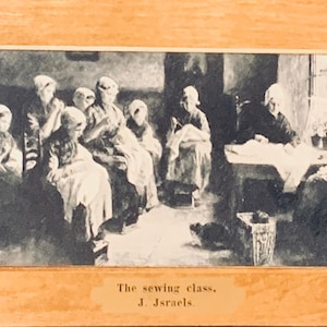 Vintage Fine Arts Postcard, Fine Art Painting, The Sewing Class, Par l'artiste Jozef Israels, Divided Back