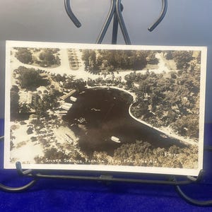 RP05G, FLORIDE, carte postale photo vintage, Silver Springs, vu des airs