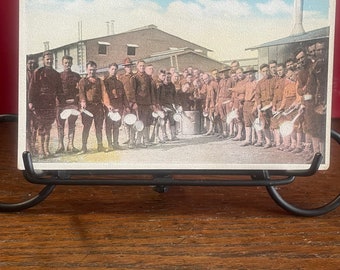PA6G, Vintage, Patriotic Postcard,  Waiting For Mess Call