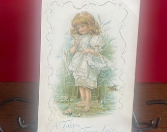GT62G, Antique, Greetings Postcard, A Token of True Love, Little