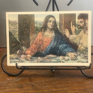 AG100G, carte postale d'art vintage, peinture d'art, La Cène, église S. Maria delle Grazie, A Lcrocchi, Milan, Italie