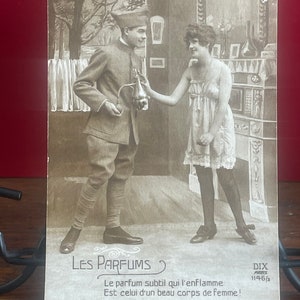 RO5G, Antique, Français, Carte postale romantique, Vers romantique, Jeune femme et soldat, DIX, Paris