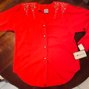 Red studded oversized blazer image 4