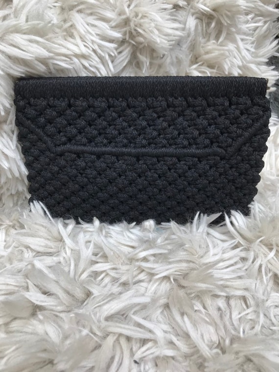 Crochet black bag clutch