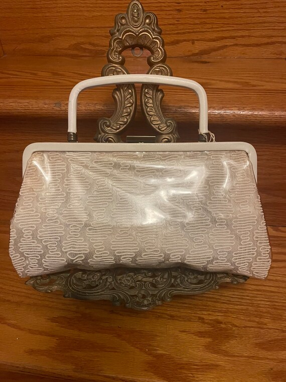 1950s/60's  Vintage Clear Plastic Clutch Purse wit