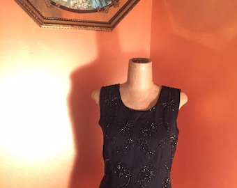 Black beaded sleeveless top size small