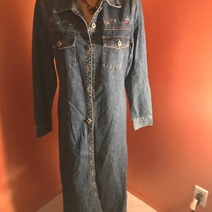 Chelsa Studio long trench jean coat size small