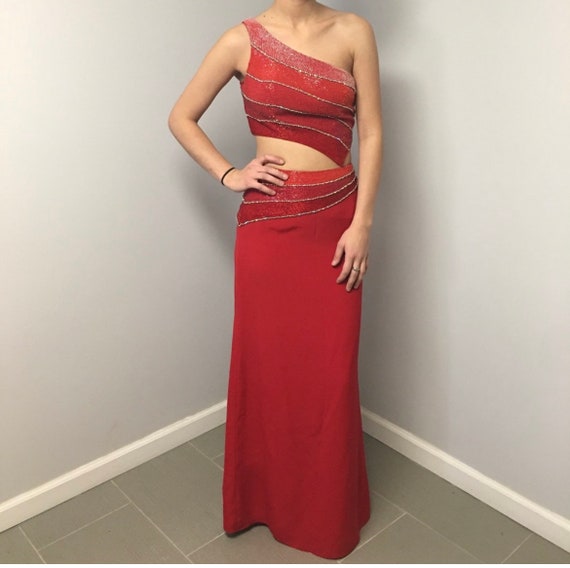 Red Readed two piece gown size6 - image 2