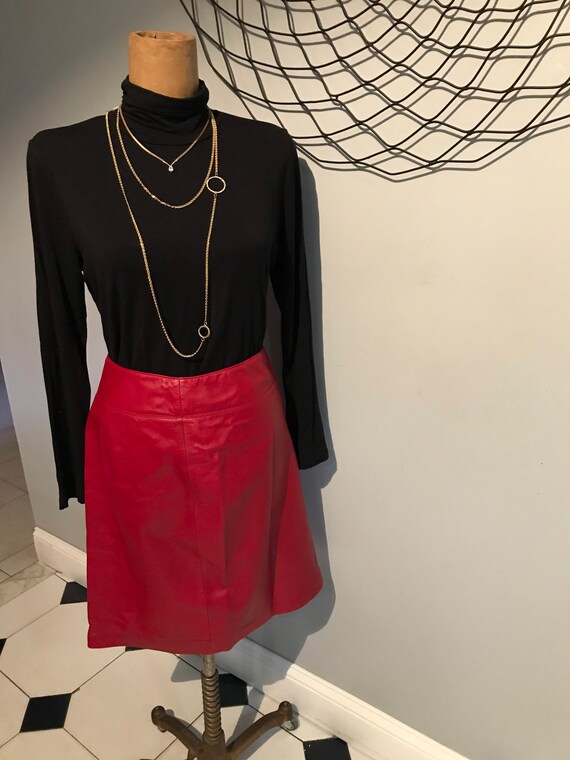 Lauren by Ralph Lauren Leather red skirt size 12