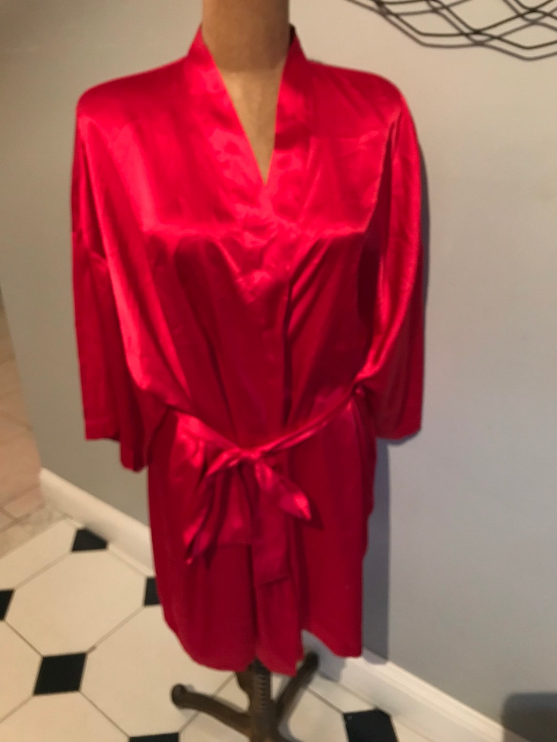 Victorias Secret red silk robe Etsy