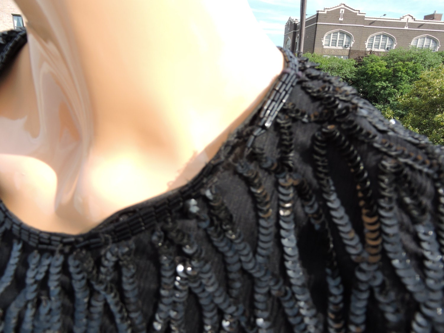 Laurence Kazar New York, Black Beaded Vintage Dress Size Laurence Kazar New York, Black Beaded Vintage Dress Size