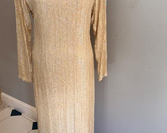 Jeanette by ST. Martin Cream sequin dress size Medium