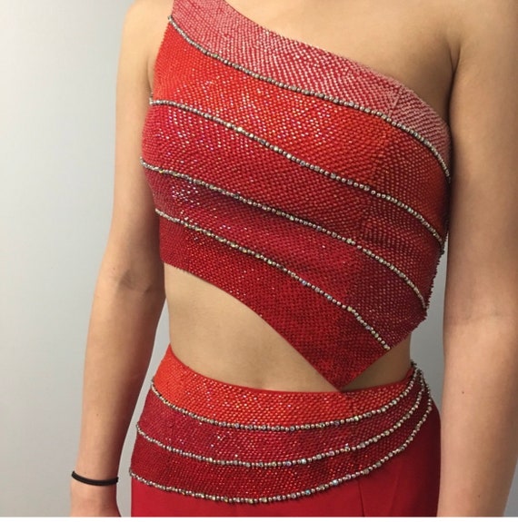 Red Readed two piece gown size6 - image 3