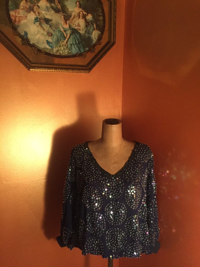 blue sequin top plus size