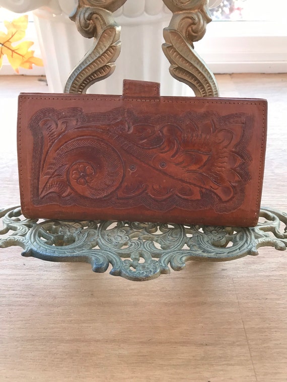 Embossed rust /brown  checkbook wallet plus small… - image 1