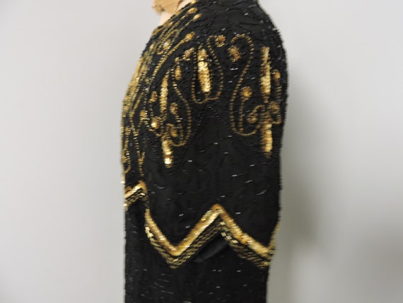 Lauren Kazar Vintage Black and Gold Beaded with S… - image 7