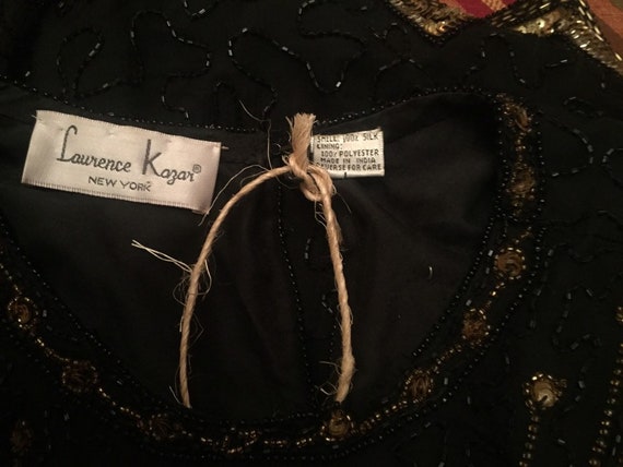 Lauren Kazar Vintage Black and Gold Beaded with S… - image 4