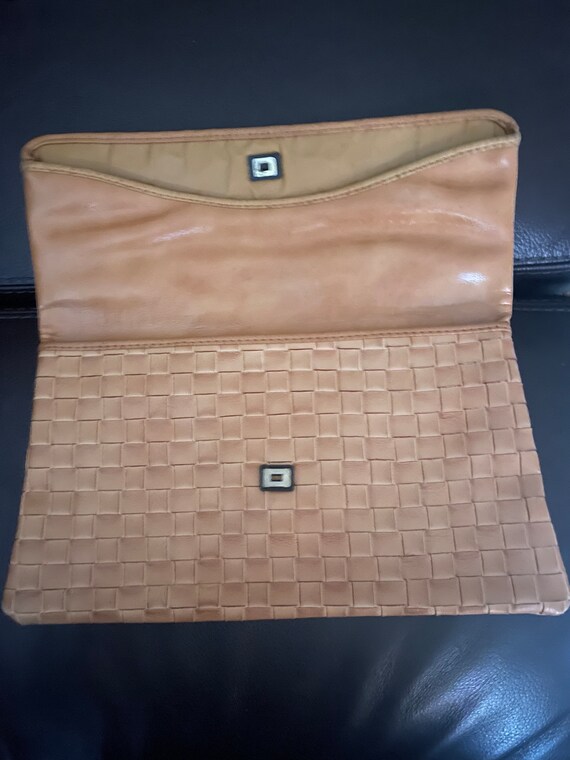 Tan Braided/ Woven Envelope Clutch - image 3