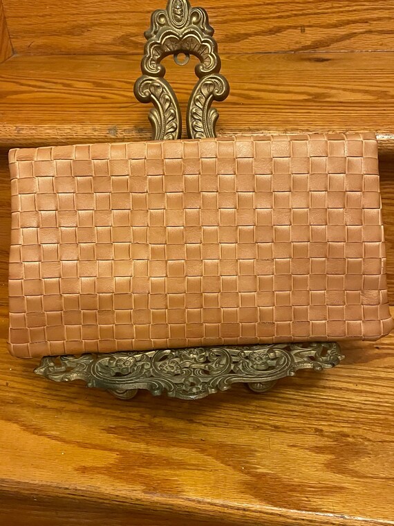Tan Braided/ Woven Envelope Clutch - image 2