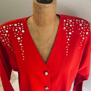 Red studded oversized blazer image 2