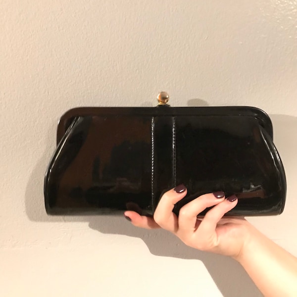 Black Patent Leather Double Clutch
