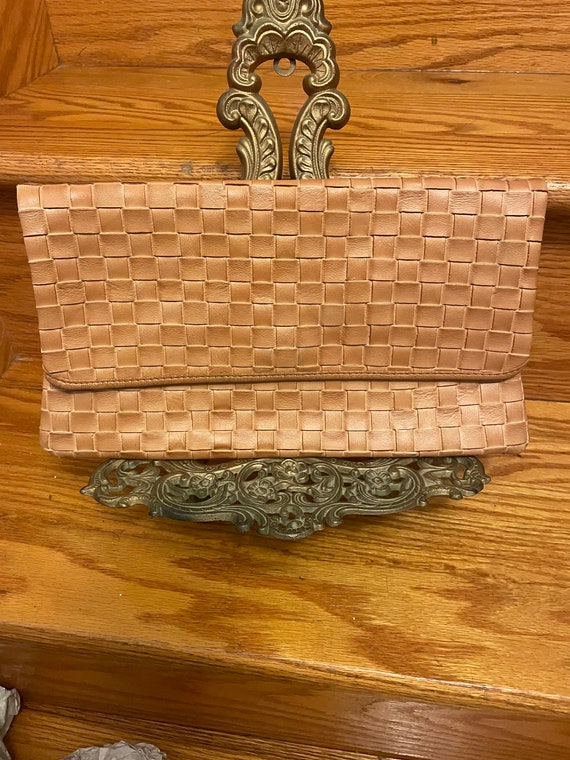 Tan Braided/ Woven Envelope Clutch - image 1