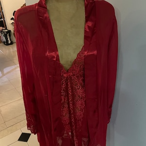 Two piece red  peignoir set made by Gioia   in Egypt  size XL
