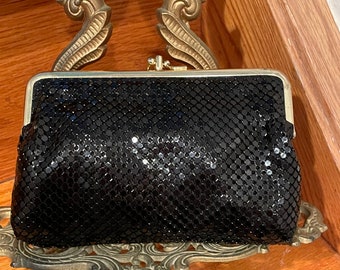 Portefeuille/petite pochette en métal/maille noir