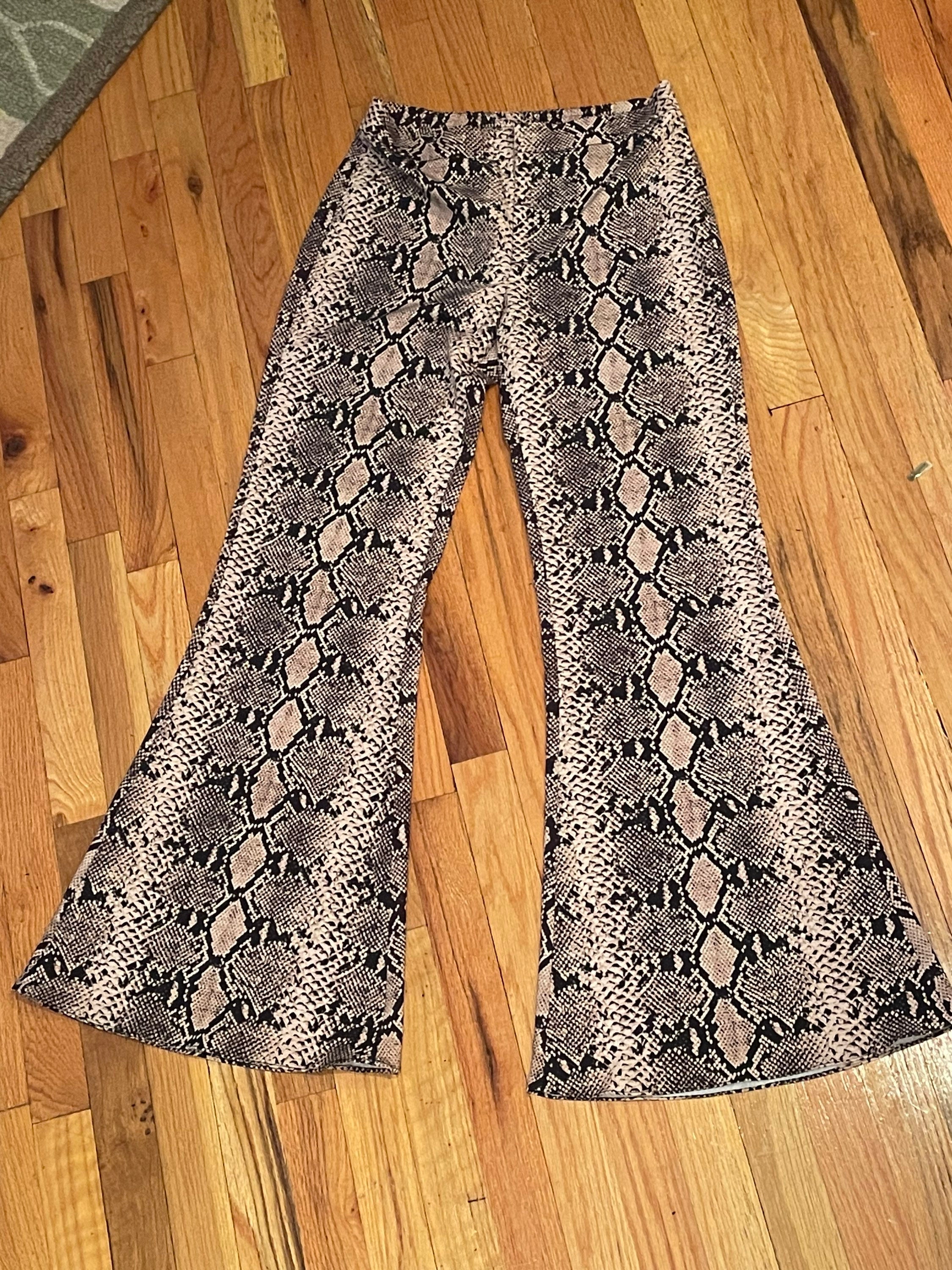 Zara Leopard Bellbottom Pant Size Medium Etsy