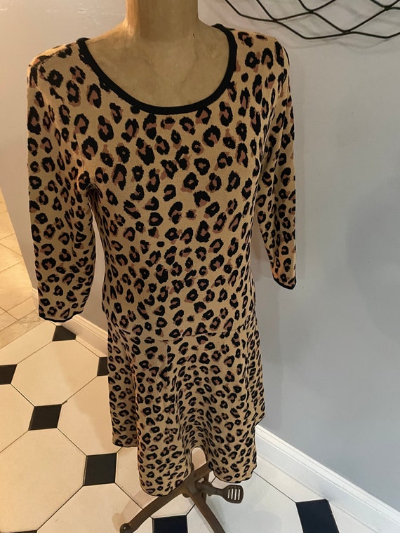 Chetta B Leopard Knit Dress Size Medium - Etsy