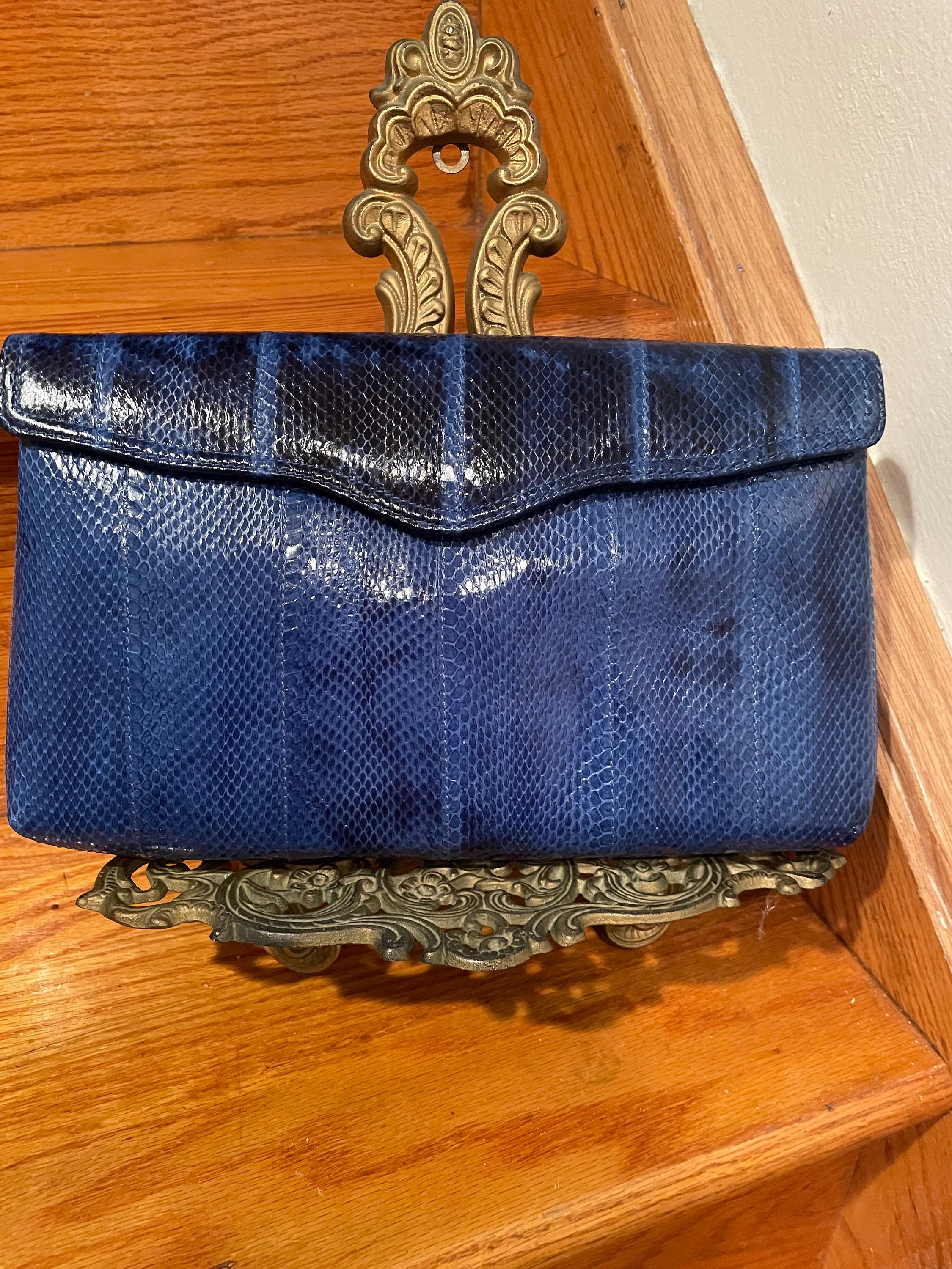 Cobalt royal Blue Snakeskin Clutch Brand New Made by Magnum Etsy