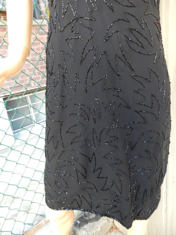 JMD Beaded Black Dress Size Large Halter Neck - image 3