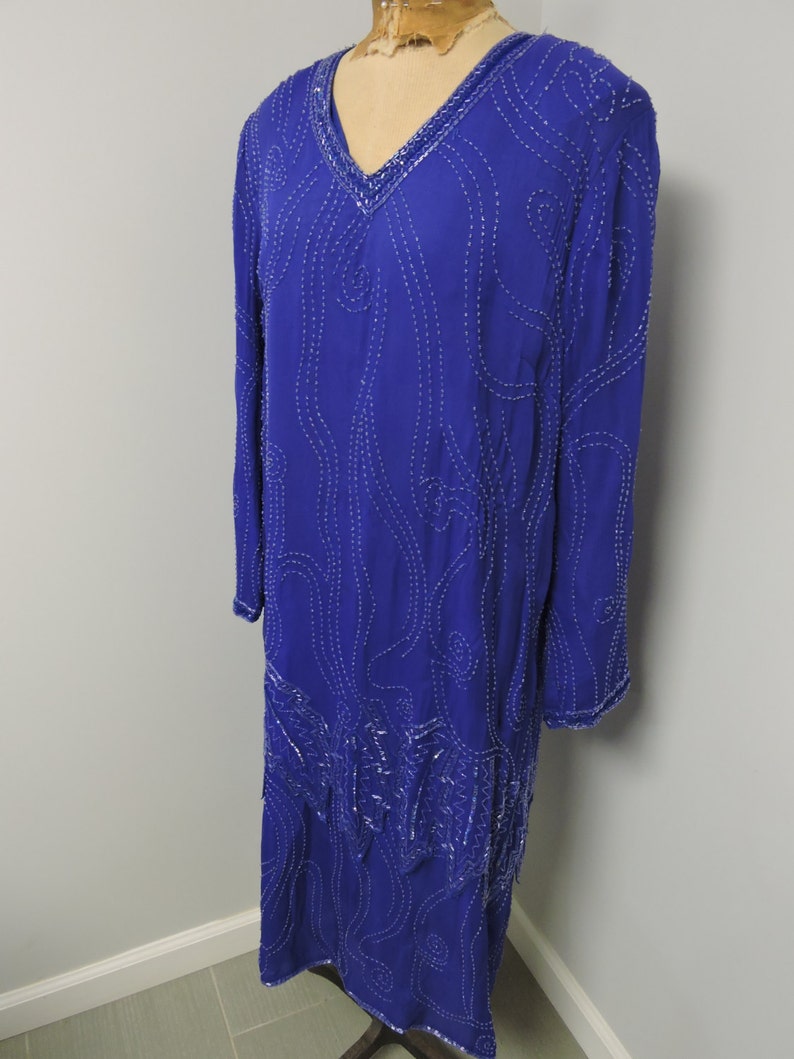 Jewel Queen Royal Blue Beaded DressSize XL image 1