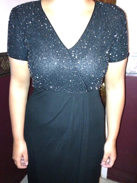 Jovani of New York. Black Beaded Gown 1980's Size 10 - Etsy