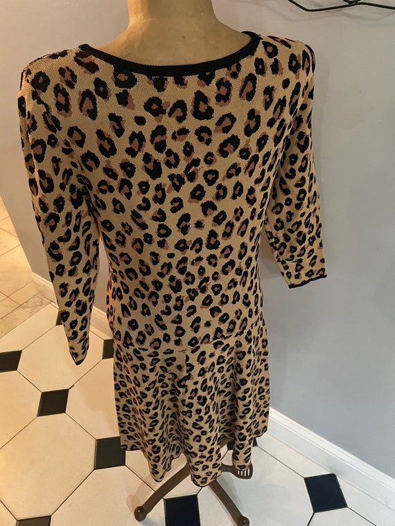 Chetta B Leopard Knit Dress size Medium - image 3